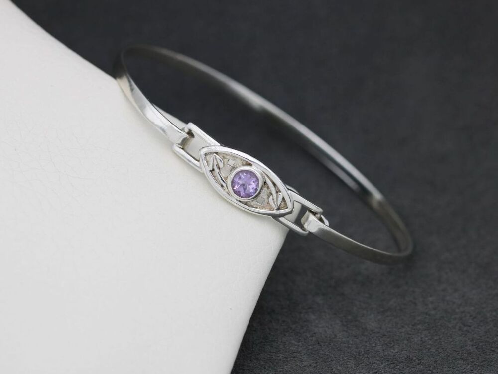 REFURBISHED Sterling silver & amethyst bangle