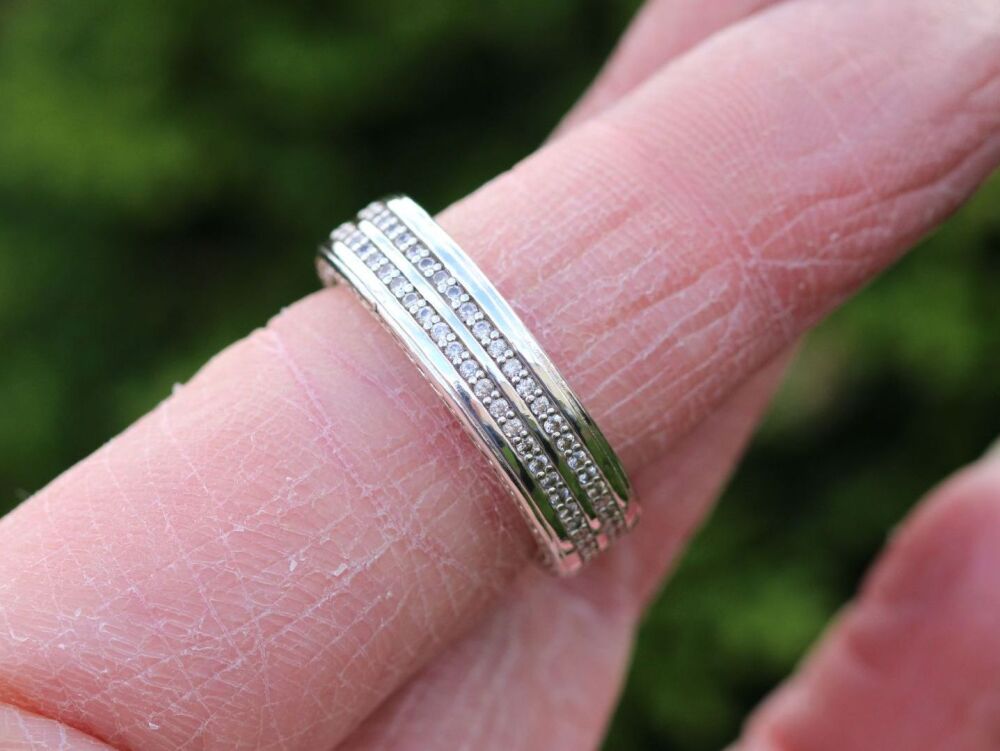 REFURBISHED Heavily stoned sterling silver eternity ring (N)