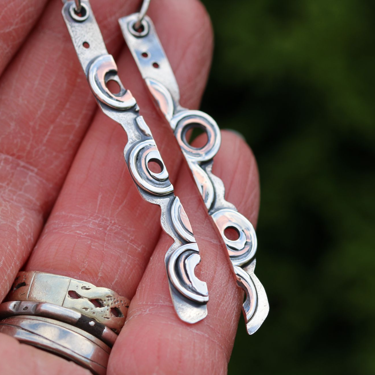 SilverAli Handmadea brutalist earrings rectangle in half with copper rings  (3).JPG