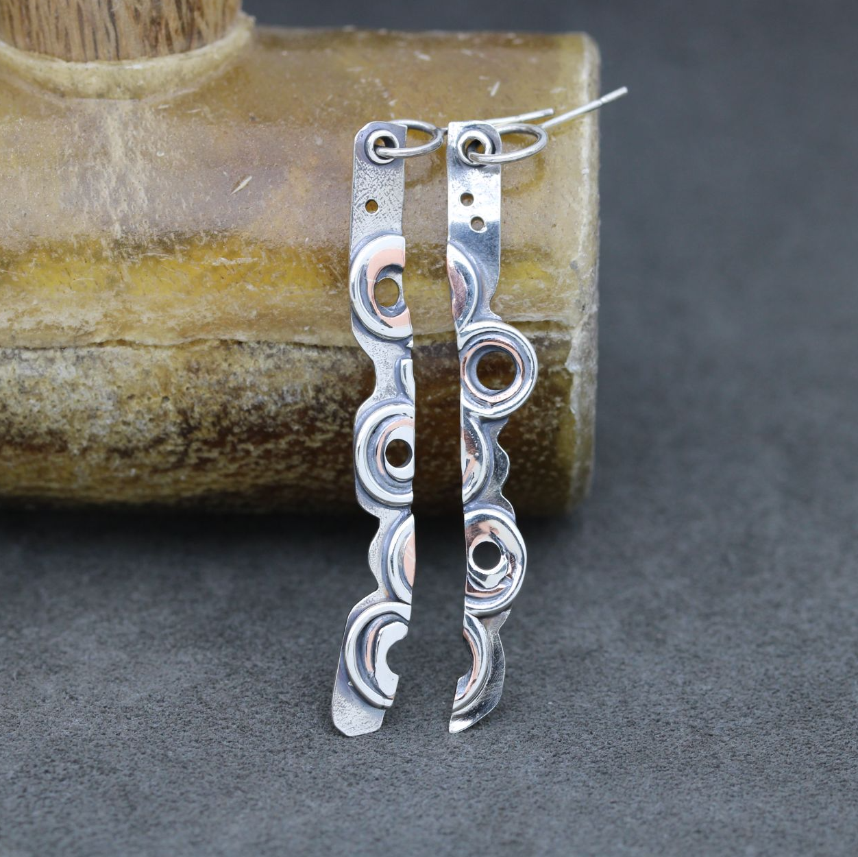SilverAli Handmadea brutalist earrings rectangle in half with copper rings  (6).JPG
