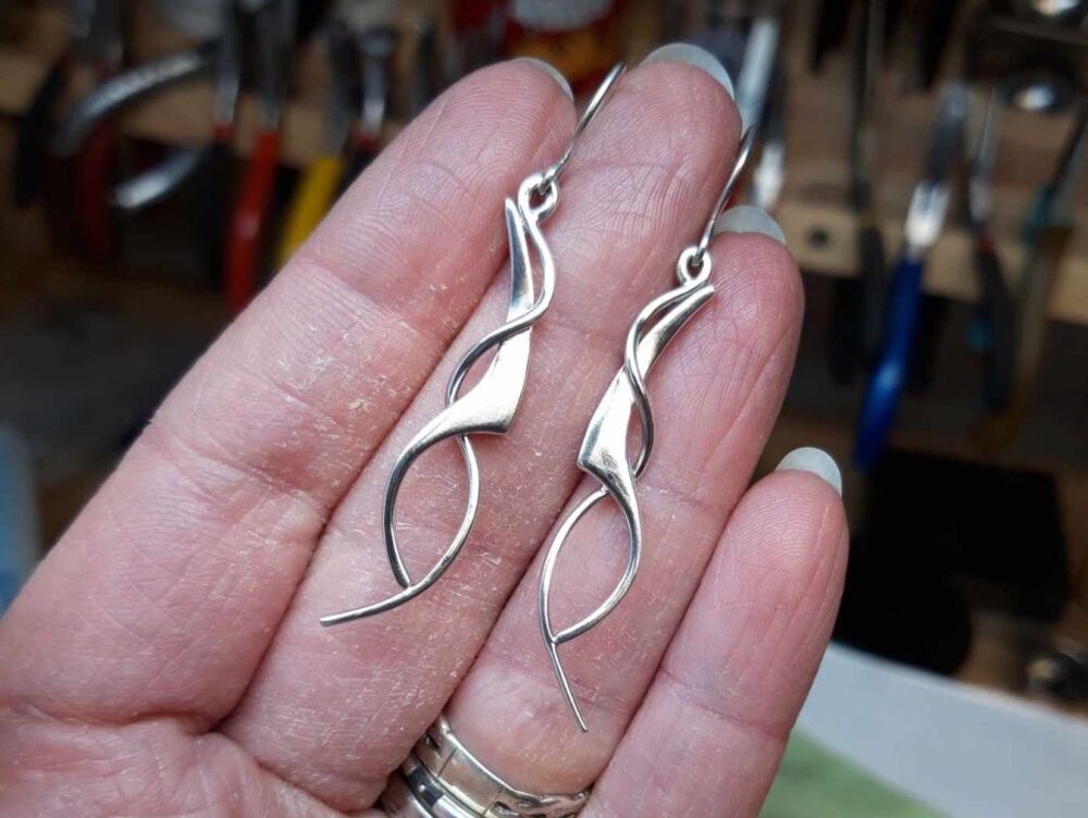 REFURBISHED Decorative sterling silver drop earrings
