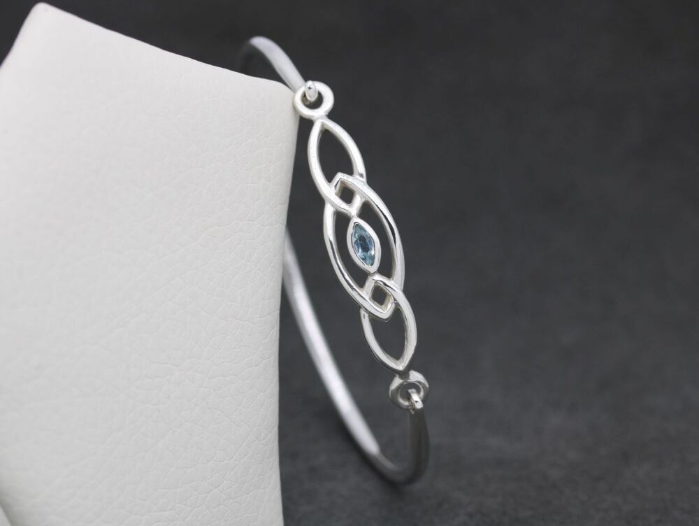 REFURBISHED Celtic sterling silver & blue topaz bangle