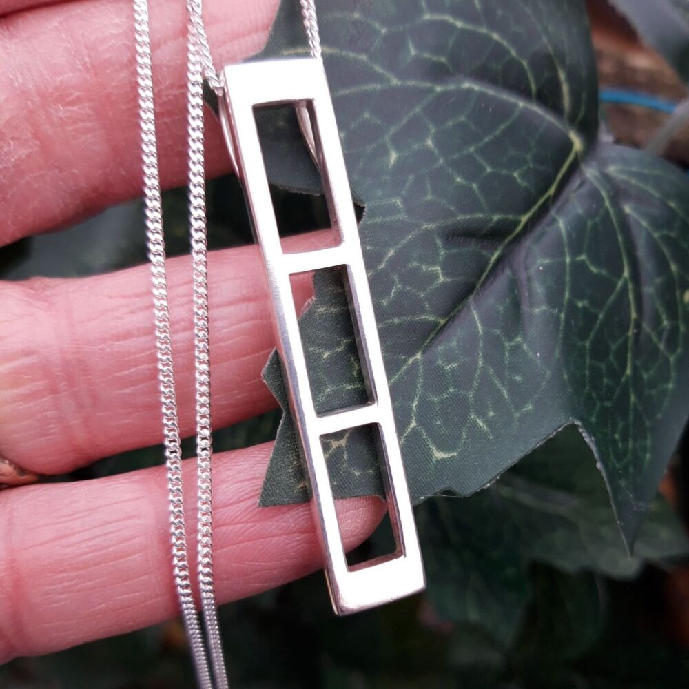 REFURBISHED Long sterling silver ladder style necklace