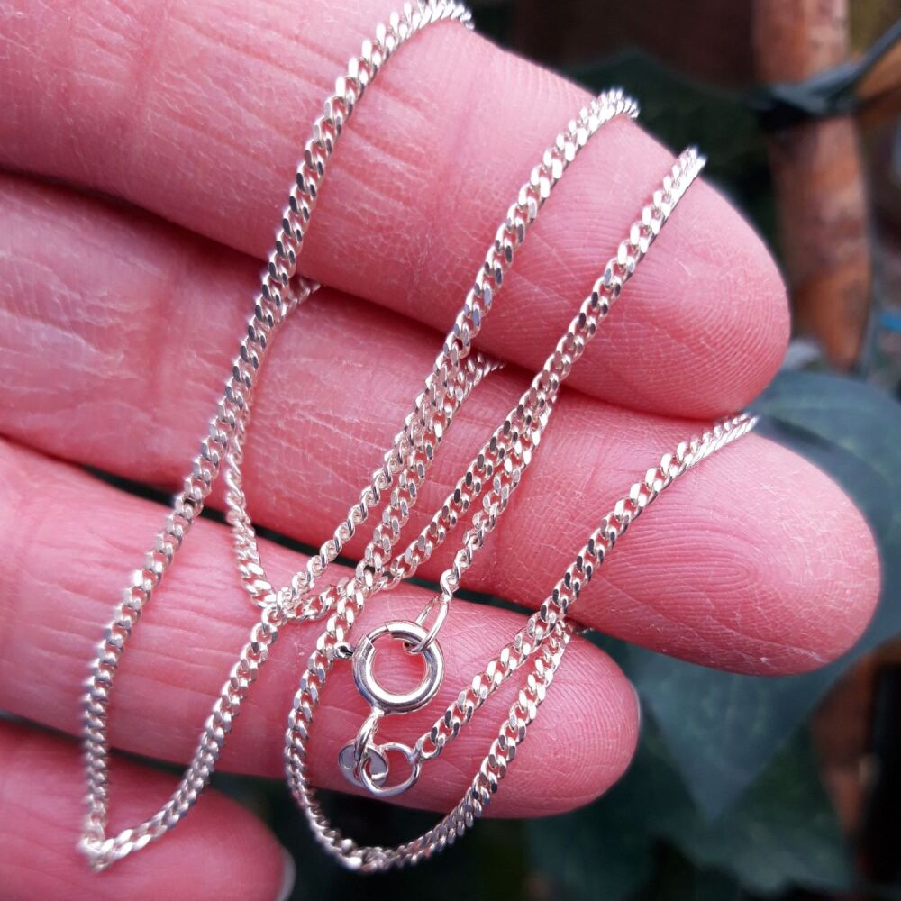 REFURBISHED Sterling silver curb chain (17.75”, 1.7mm)