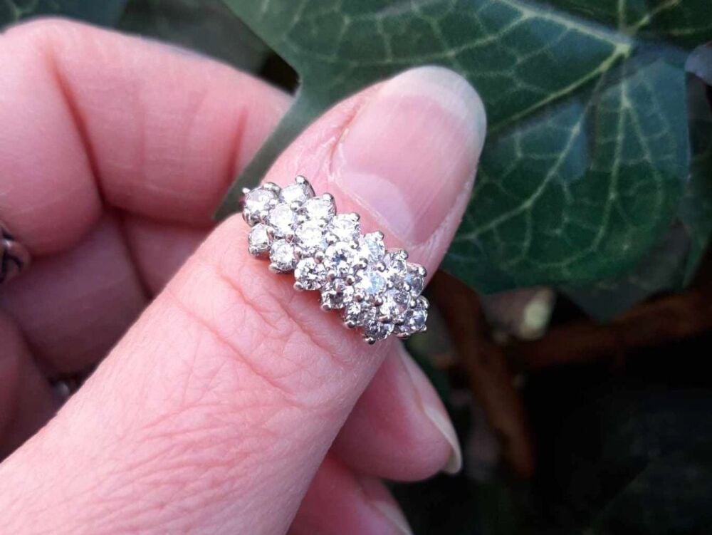 REFURBISHED Sterling silver & clear stone ring (P)