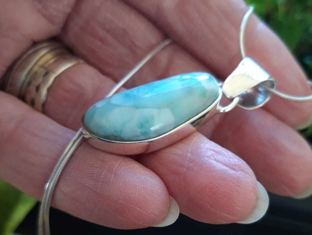 REFURBISHED Sterling silver & larimar necklace