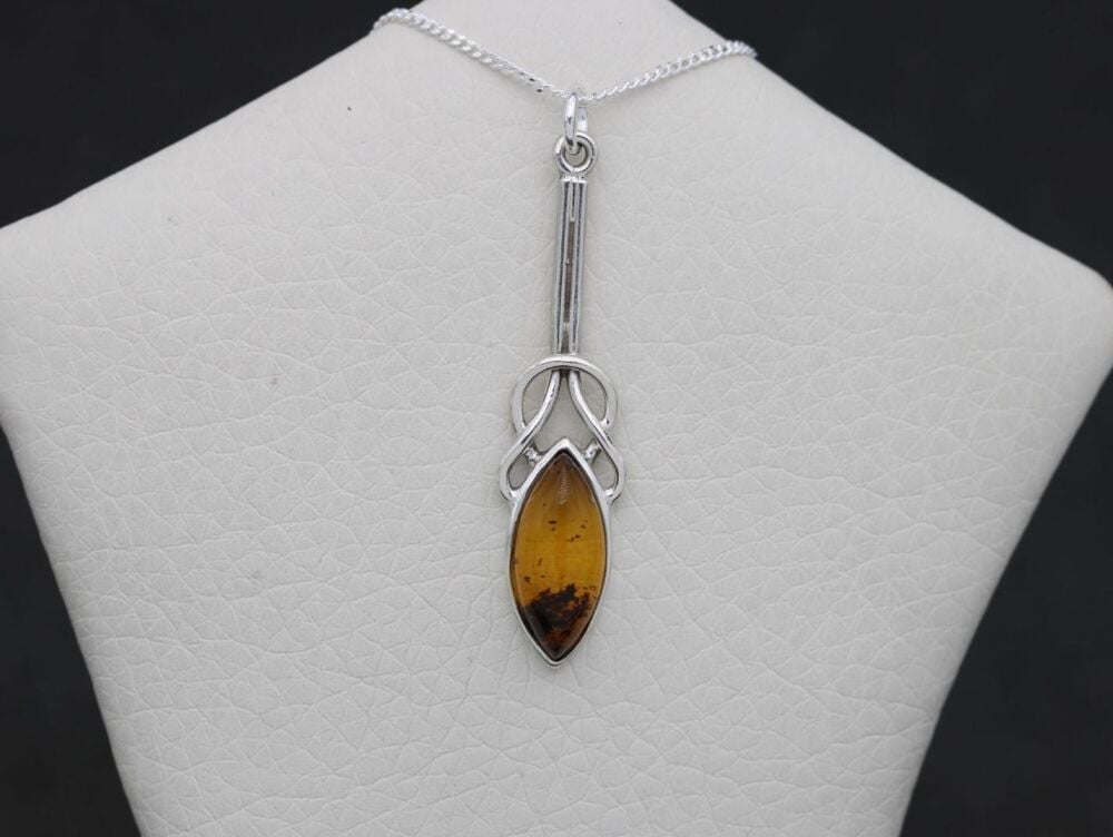 REFURBISHED Sterling silver & amber necklace