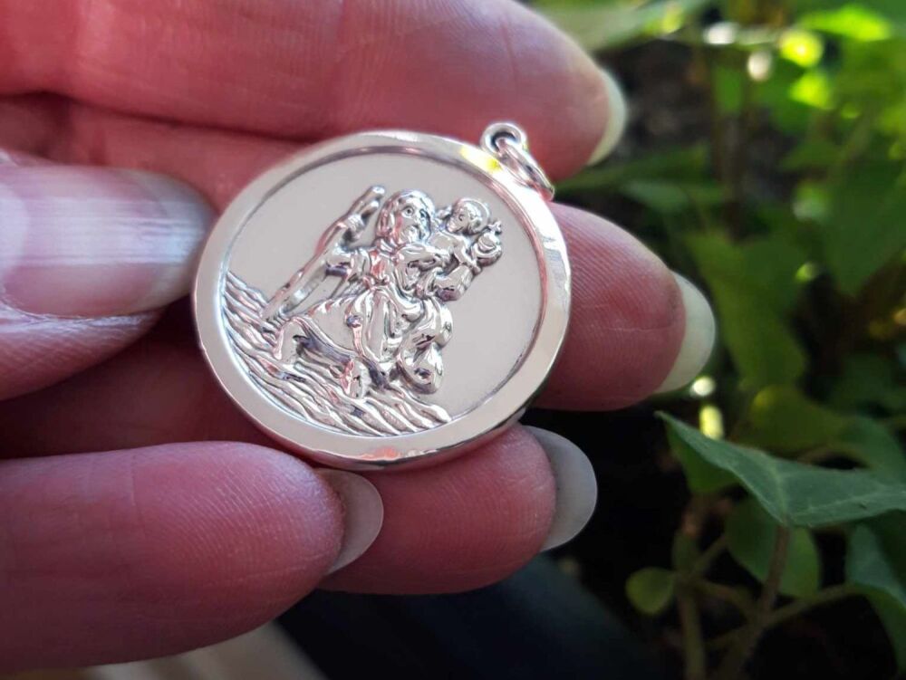 REFURBISHED Vintage solid sterling silver St. Christopher pendant