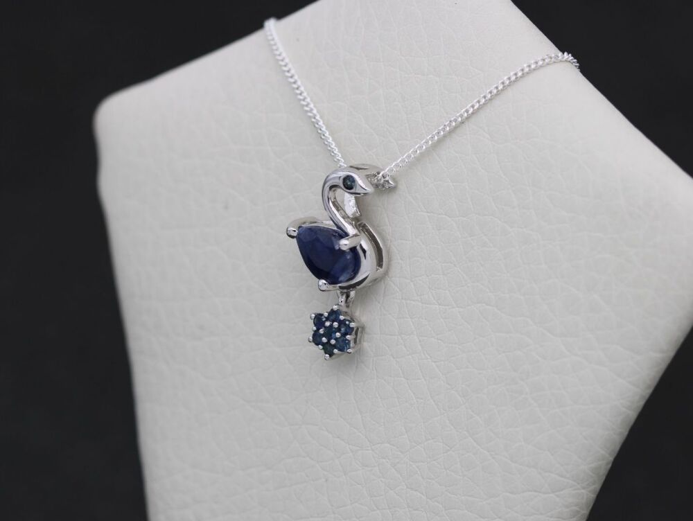 REFURBISHED Sterling silver and kyanite swan necklace