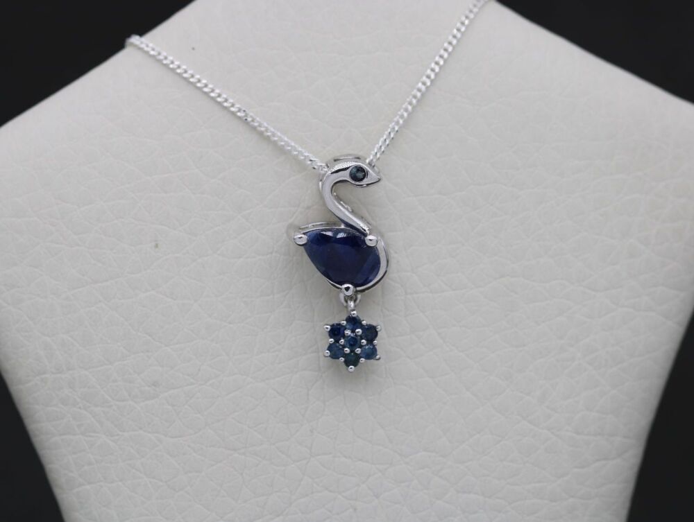 REFURBISHED Sterling silver and kyanite swan necklace