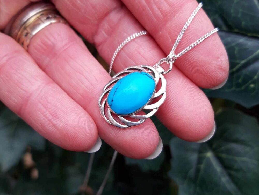 NEW Fancy sterling silver & blue howlite necklace