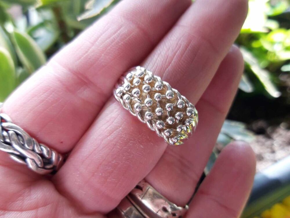 REFURBISHED Sterling silver four row Keeper ring (Y)