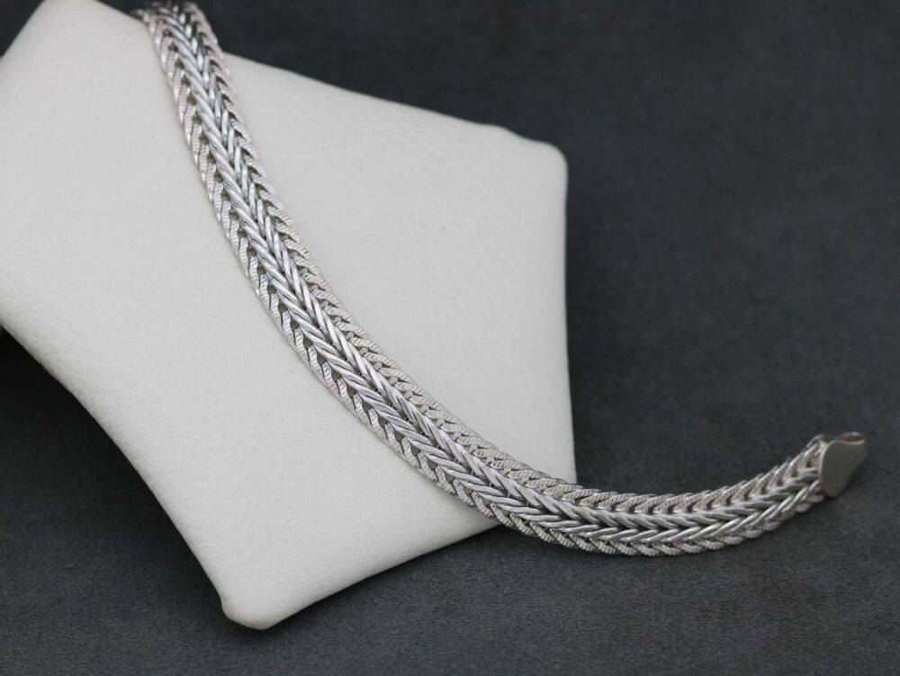 REFURBISHED Sterling silver layered wheat chain bracelet – Textured spiga s