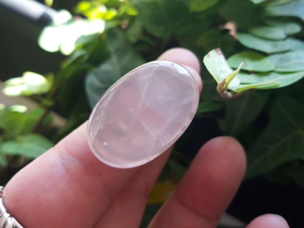 REFURBISHED Bold sterling silver & rose quartz ring (O)