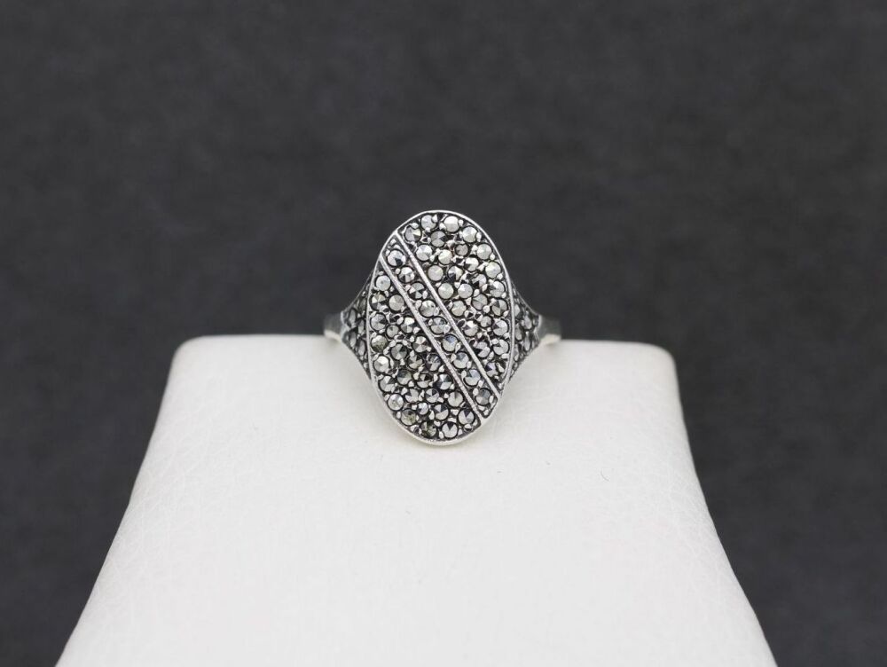 REFURBISHED Vintage silver & marcasite ring (N ½)