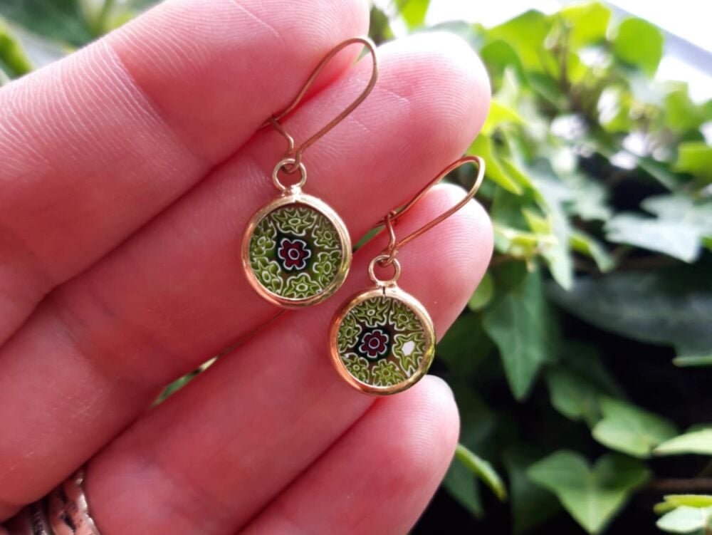 REFURBISHED Gold plated sterling silver & murano glass earrings
