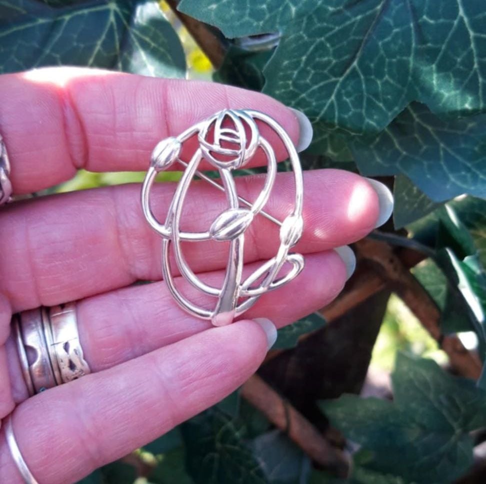 REFURBISHED Sterling silver rose brooch