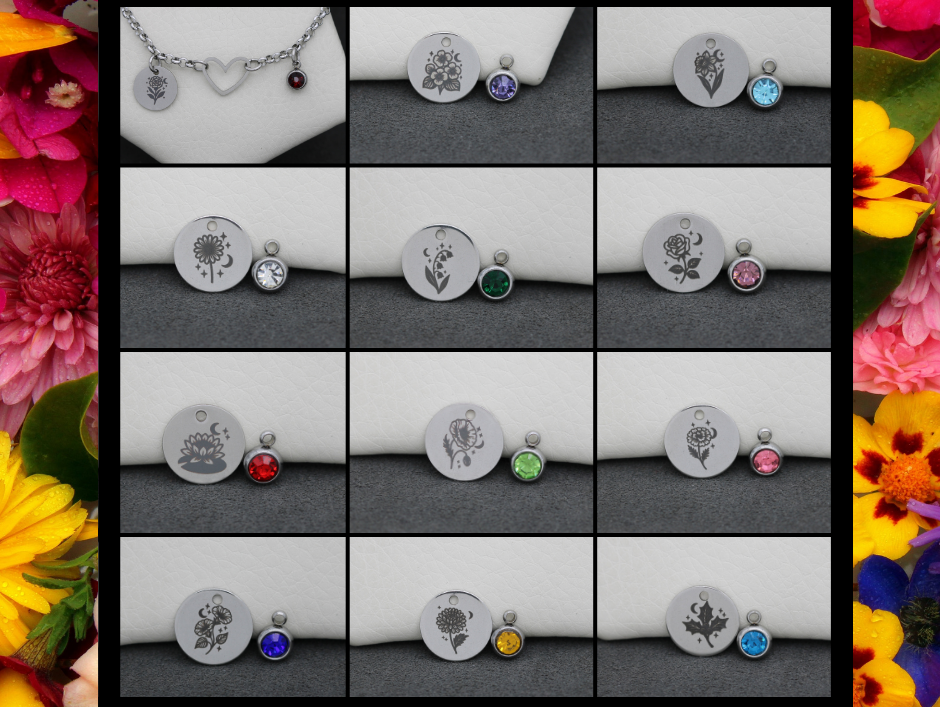 STAINLESS STEEL Birthflower Bracelet / Anklet / Necklace