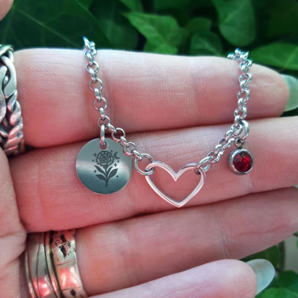 STAINLESS STEEL Birthflower Bracelet / Anklet / Necklace