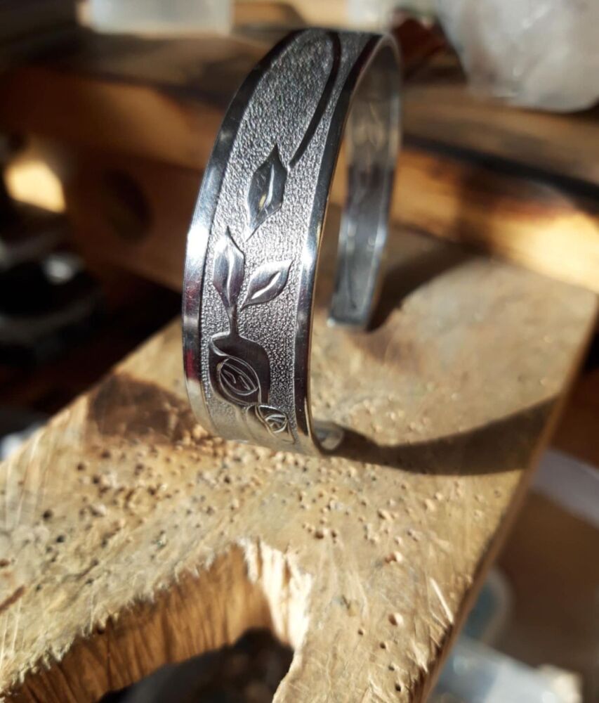REPURPOSED Salad server cuff bracelet with rose design