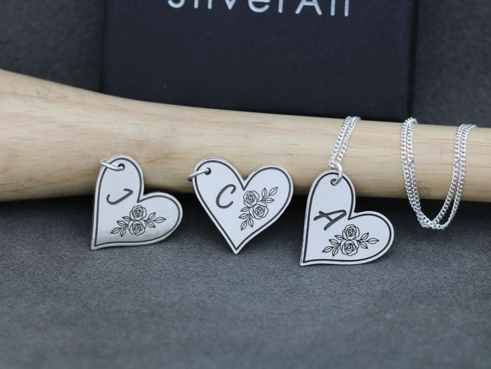STERLING SILVER Personalised heart pendant