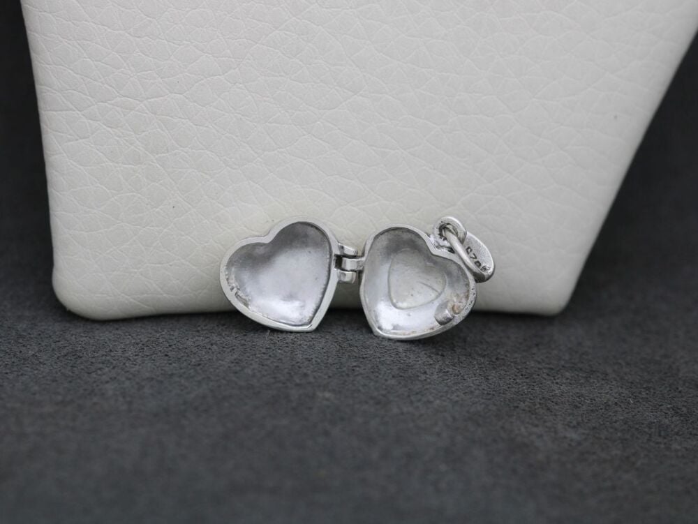 REFURBISHED Tiny sterling silver & marcasite heart locket