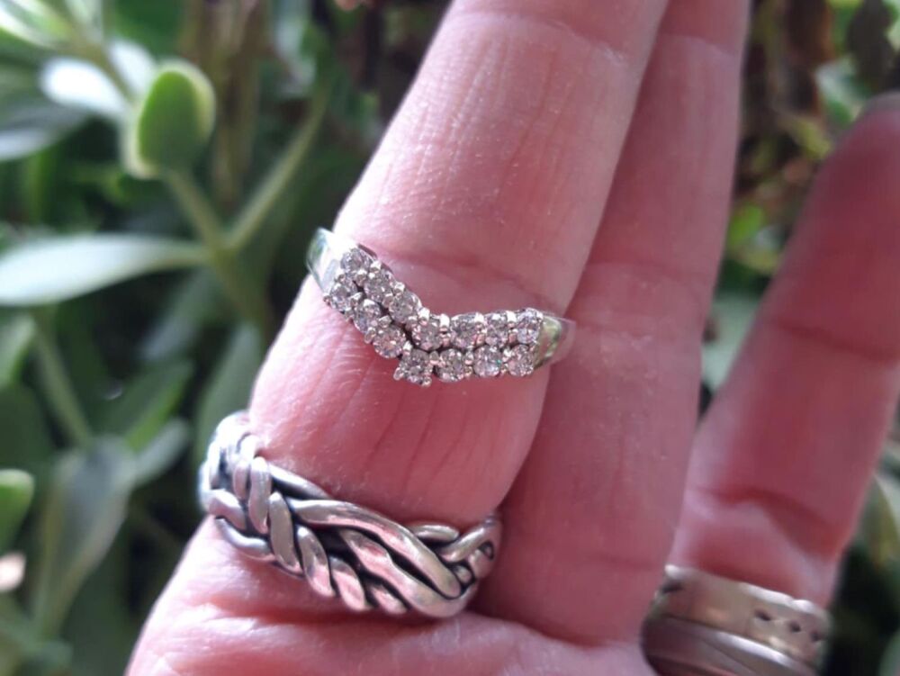 REFURBISHED Sterling silver double row wishbone ring (S)