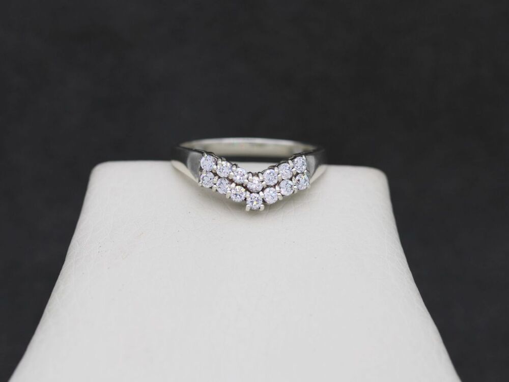 REFURBISHED Sterling silver double row wishbone ring (S)