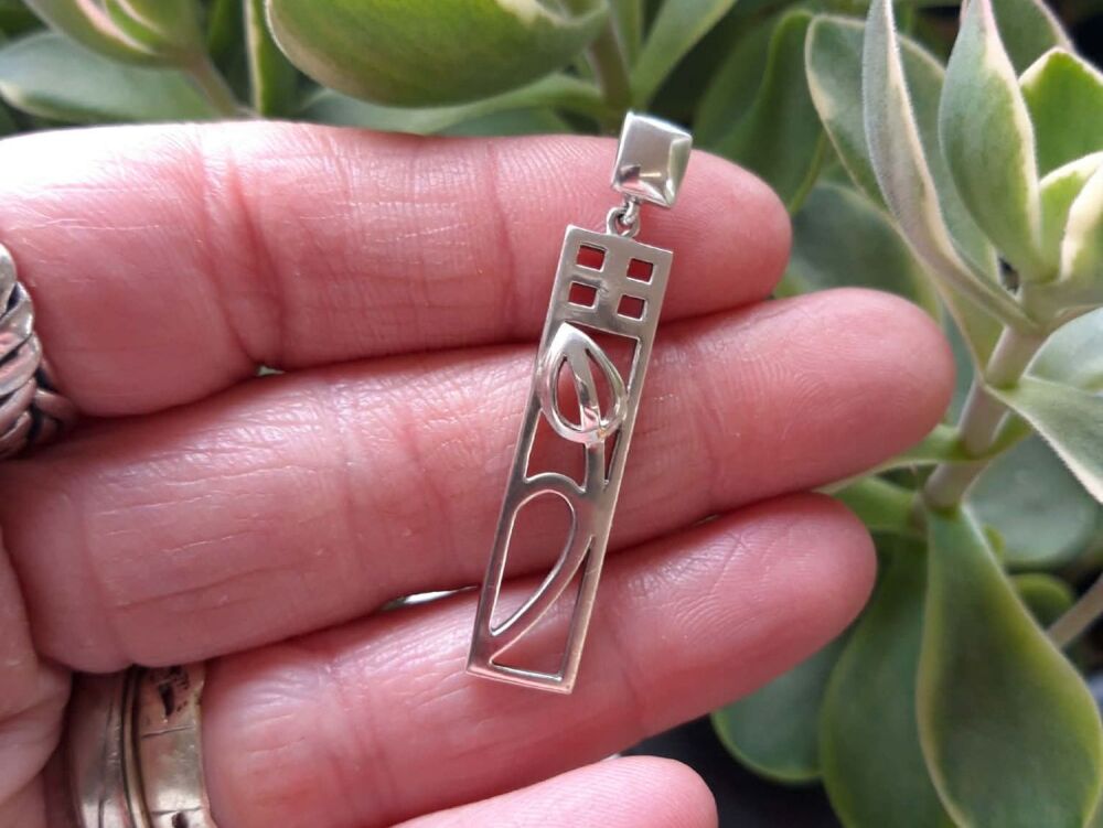 REFURBISHED MacIntosh style sterling silver floral pendant