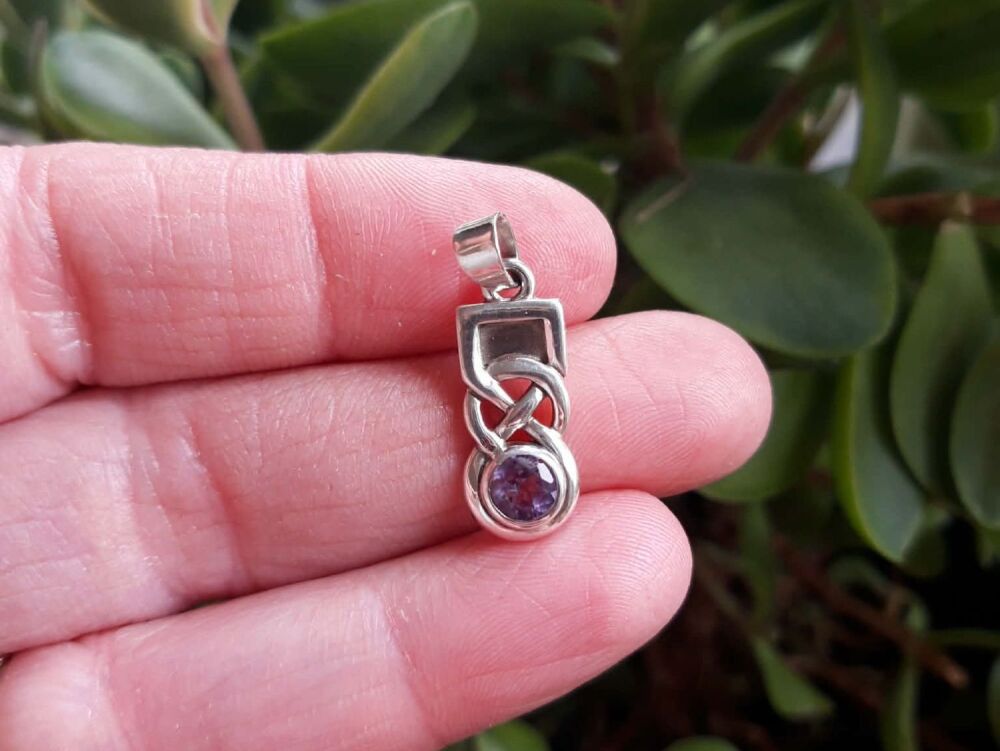 REFURBISHED Celtic sterling silver & amethyst pendant