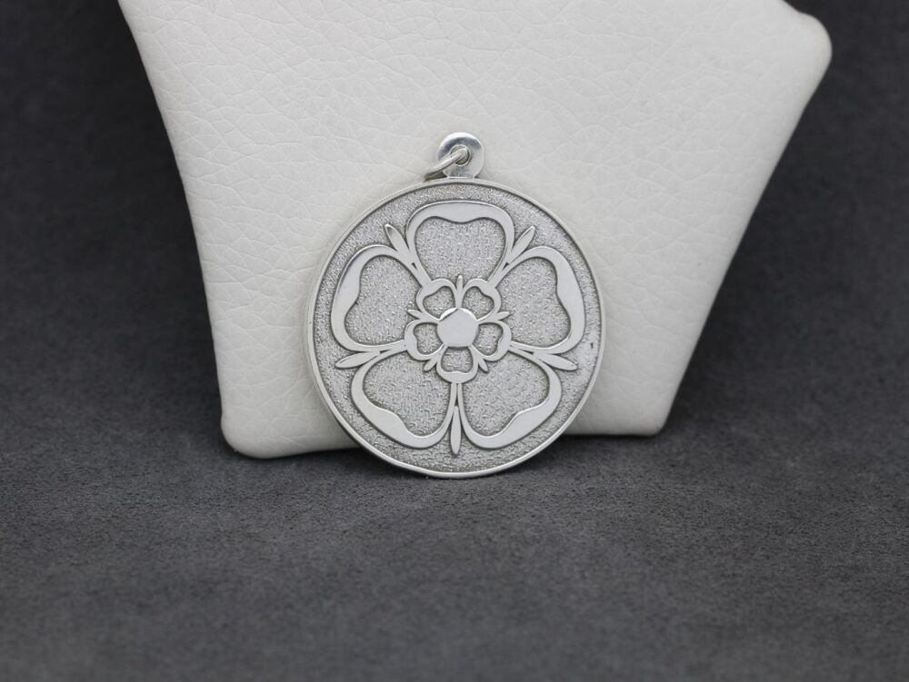 REFURBISHED Sterling Silver 1977 Silver Jubilee Tudor Rose Pendant with Initial A