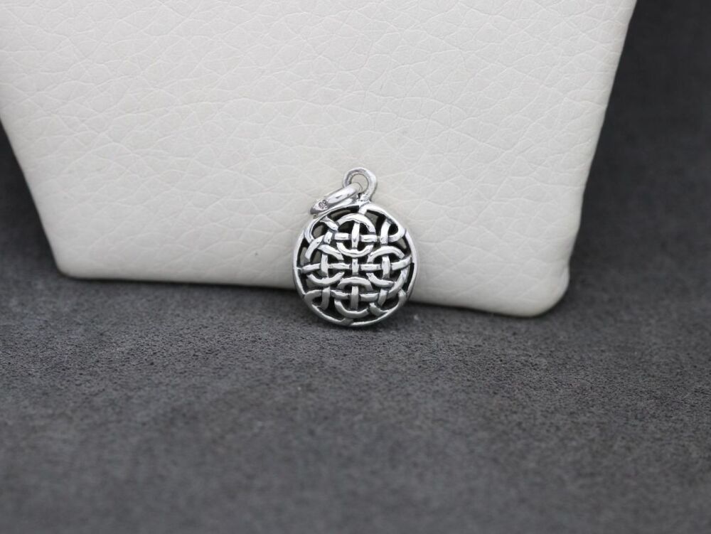REFURBISHED Sterling silver double sided celtic bead pendant