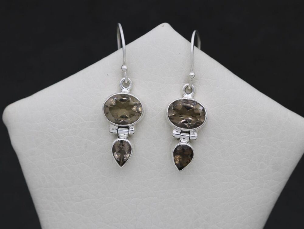 REFURBISHED Sterling silver & smoky quartz earrings