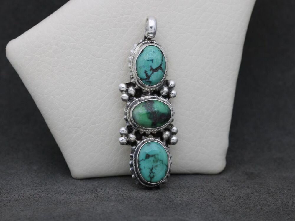 REFURBISHED Sterling silver & multi turquoise pendant
