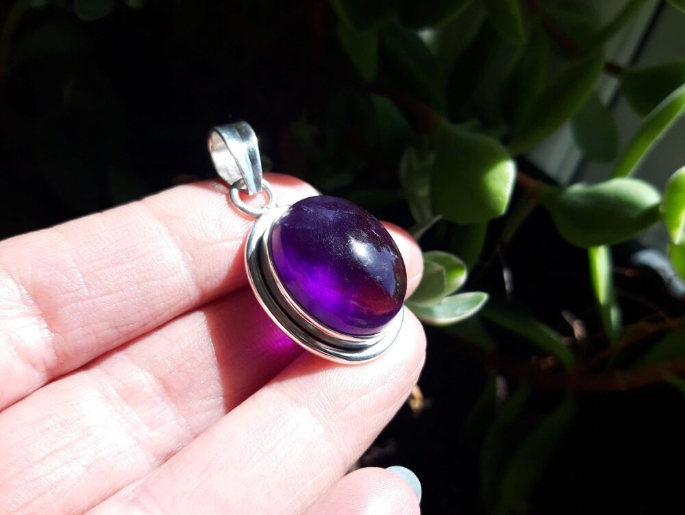 REFURBISHED Chunky sterling silver & amethyst pendant