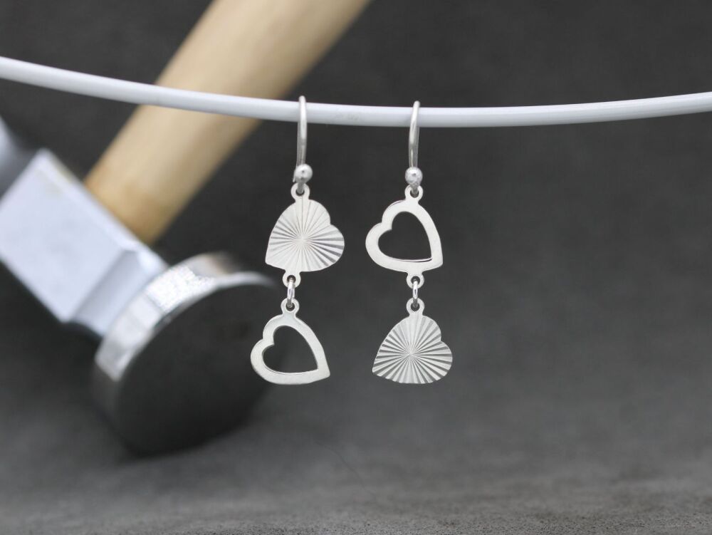 HANDMADE UPCYCLED Sterling silver heart earrings