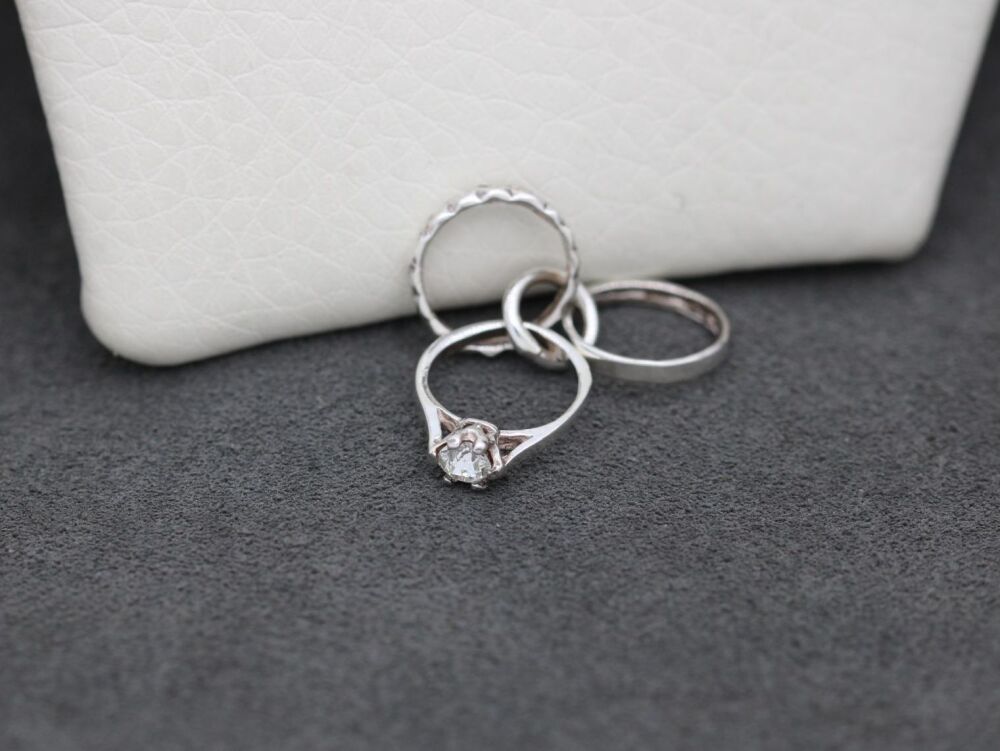 REFURBISHED Vintage sterling silver wedding & engagement rings charm