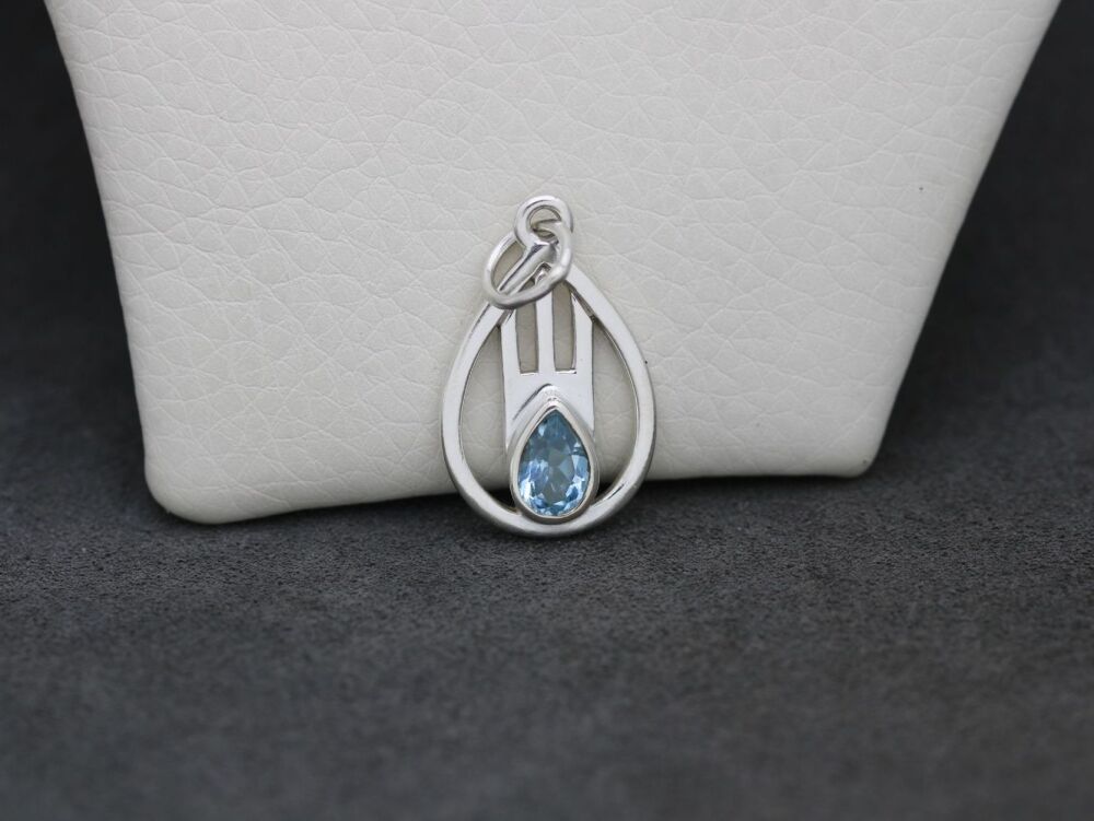 REFURBISHED Sterling silver & blue topaz teardrop pendant