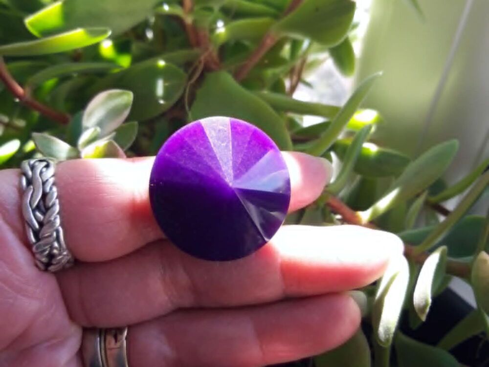 REFURBISHED Statement sterling silver & dyed purple quartz ring (Q)