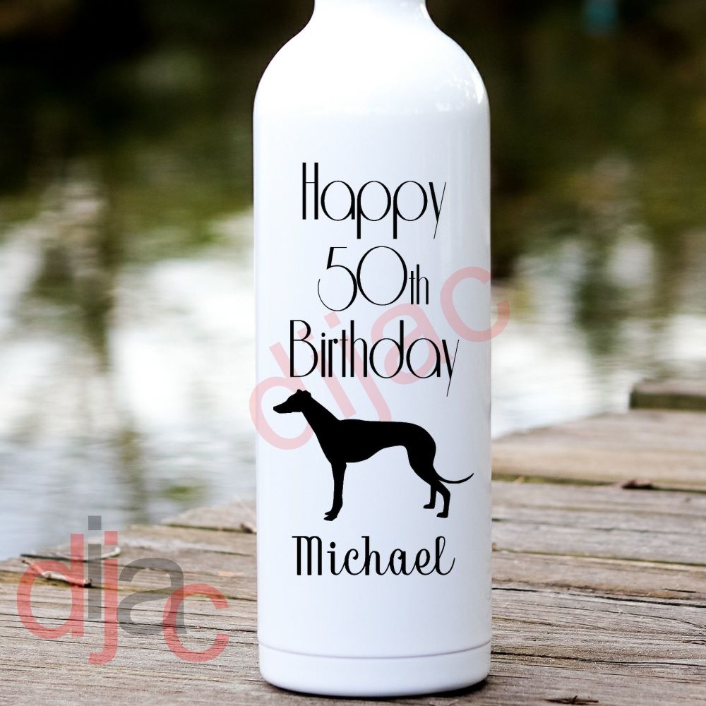 Greyhound Happy Birthday / Personalised Vinyl Decal