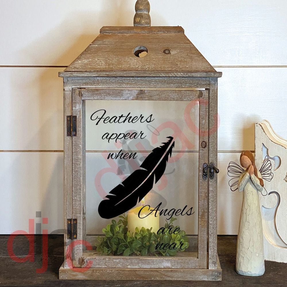 FEATHERS APPEAR 2 part LANTERN DECAL 13 x 9 cm