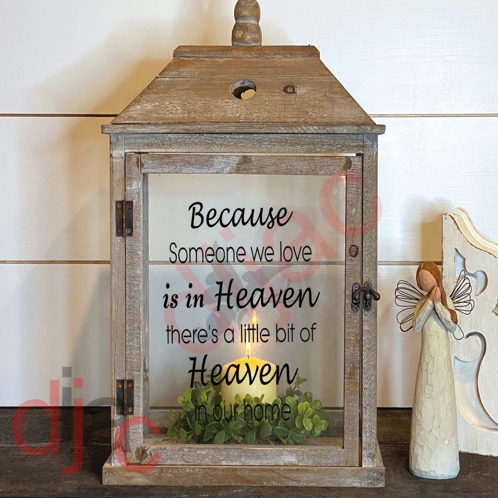HEAVEN IN OUR HOME 2 part LANTERN DECAL 13 x 9 cm