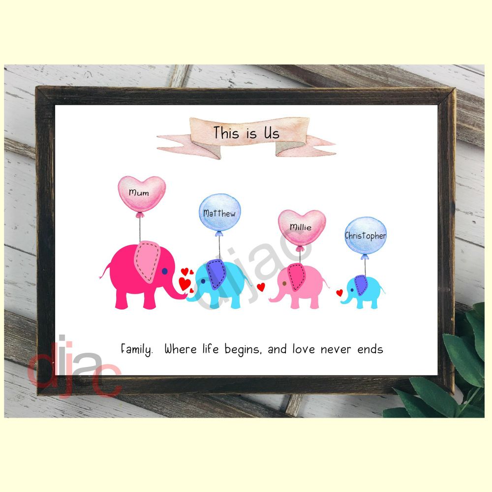 Elephant Family Prints