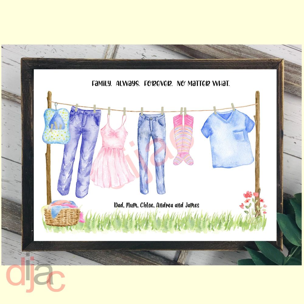 5 CHARACTER WASHING LINE FAMILY PRINT