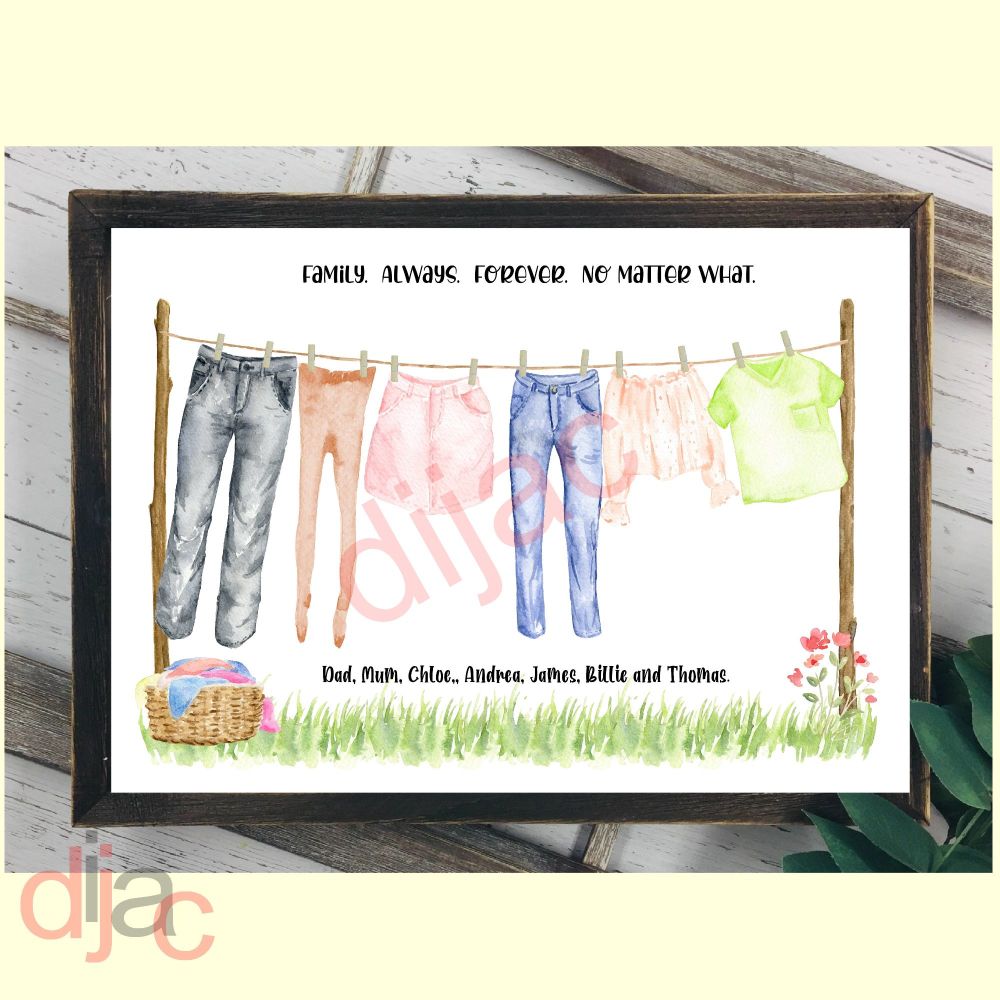 6 CHARACTER WASHING LINE FAMILY PRINT
