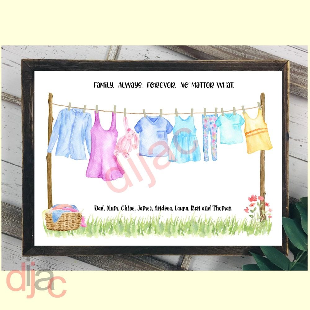 8 CHARACTER WASHING LINE FAMILY PRINT