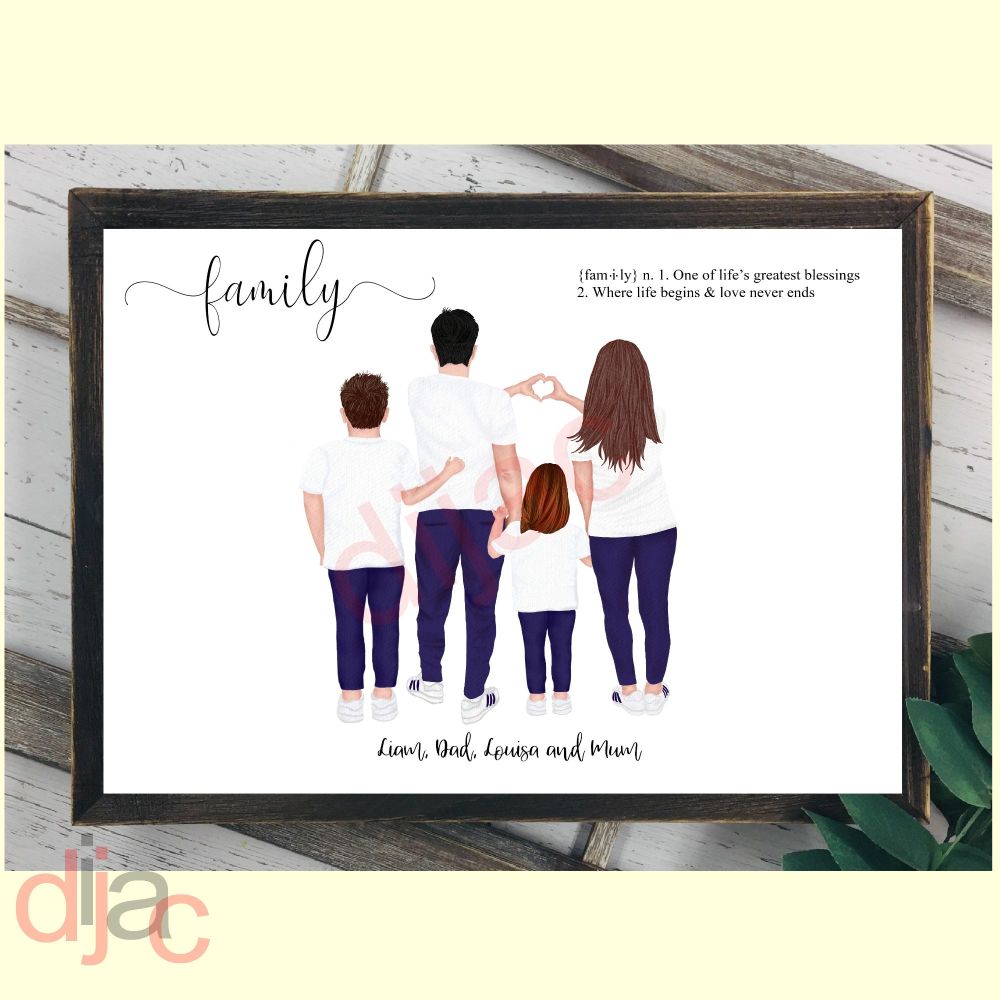 4 CHARACTER JEANS & T-SHIRT FAMILY PRINT