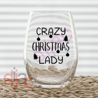CRAZY CHRISTMAS LADY<br>7.5 x 7.5 cm decal