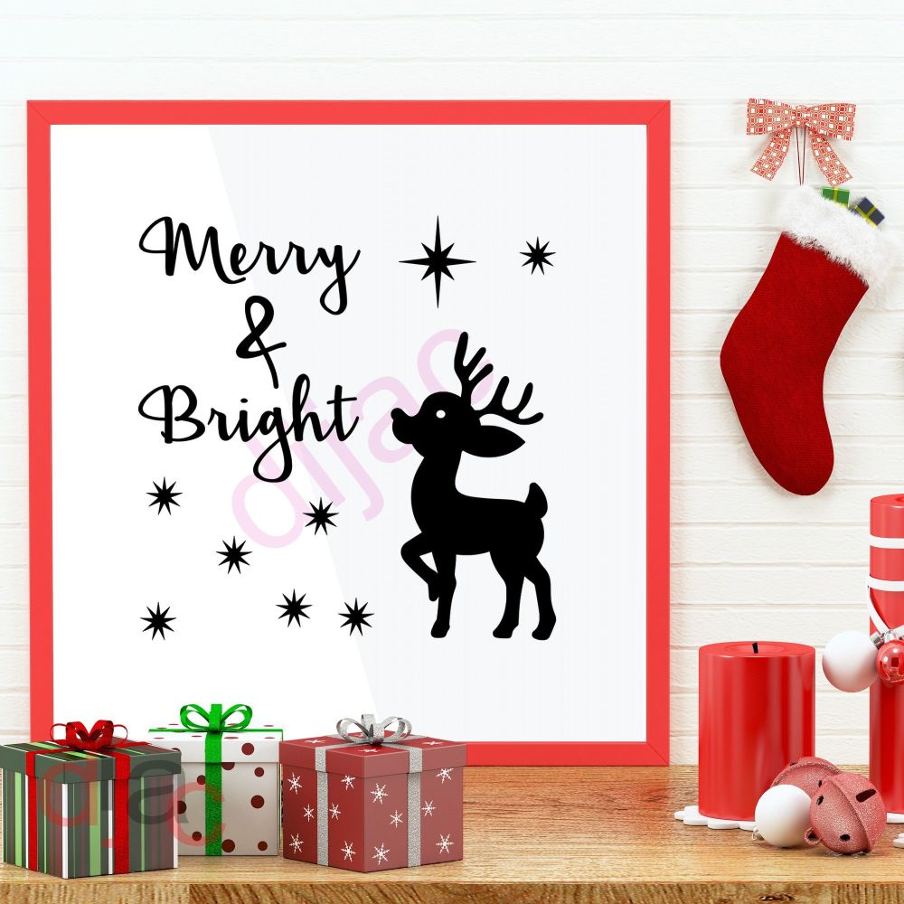 Merry & Bright / Christmas Vinyl Decal D1