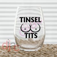 TINSEL TITS<br>7.5 x 7.5 cm decal